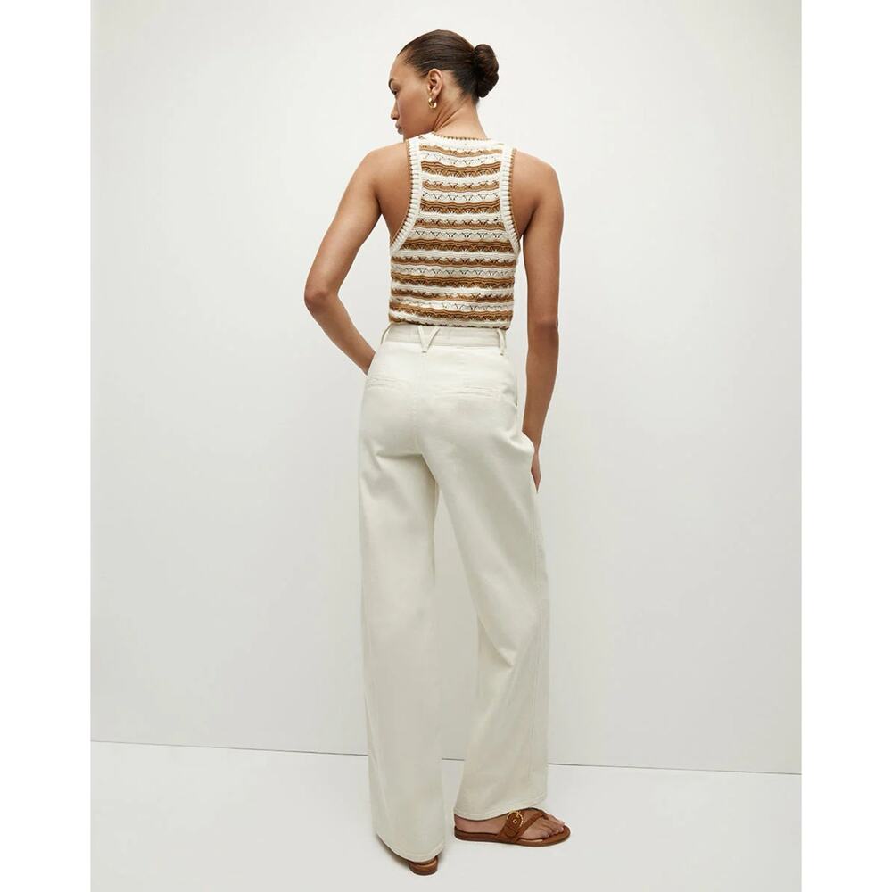 Veronica Beard NWT Jerrel Striped Cotton Knit Tank Desert Khaki Off-White - Picture 3 of 7